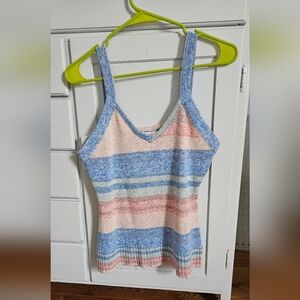Skinnygirl Striped Yarn Knit Tank Top